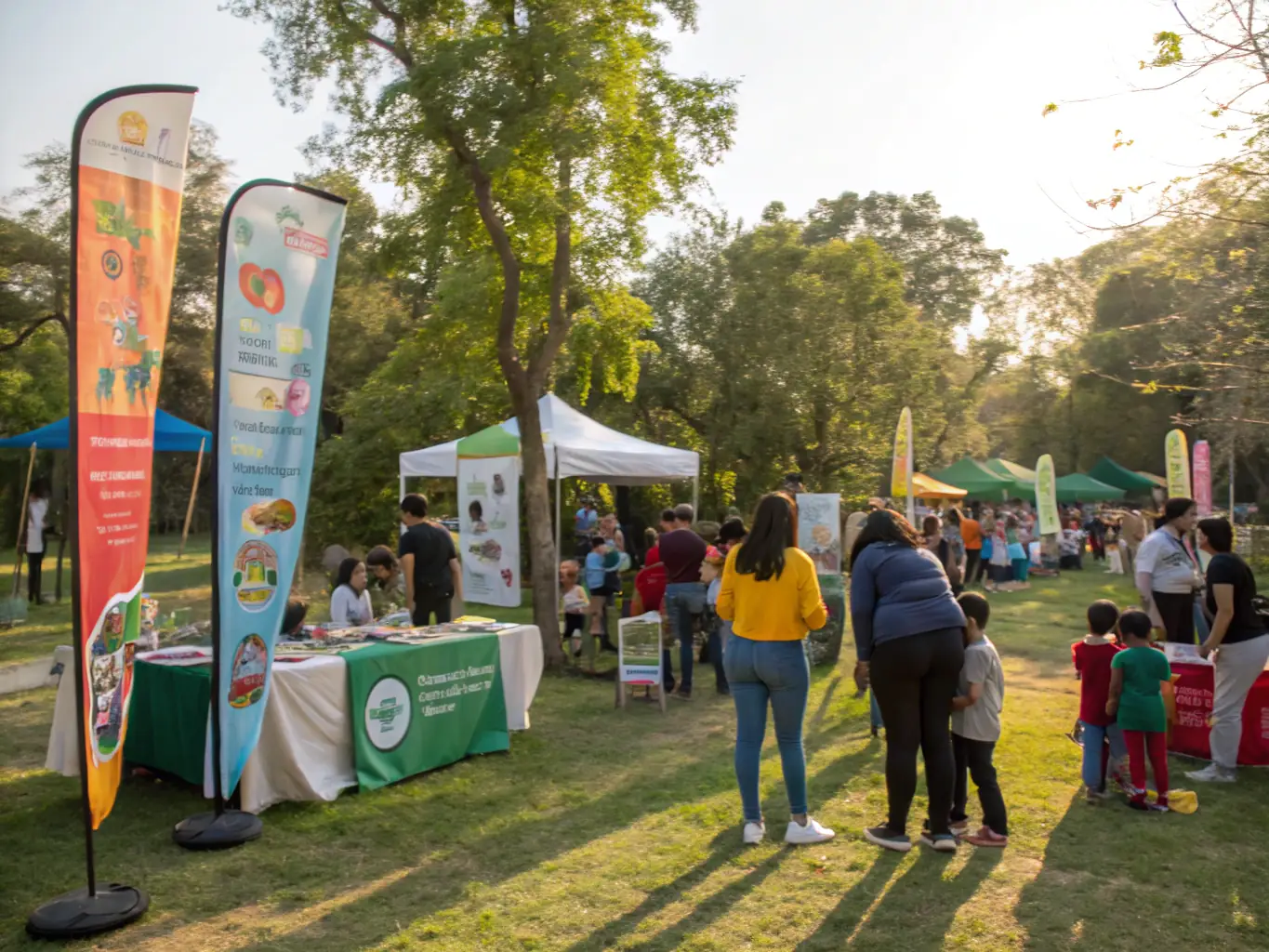 A diverse group of people attending a community event focused on aquatic conservation, with educational booths and interactive displays.
