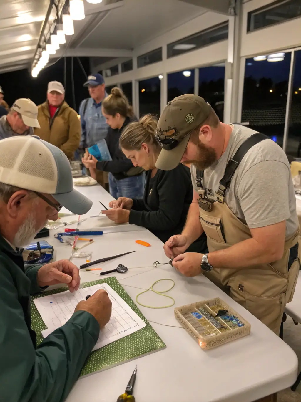 An image of a workshop where members of the association are teaching children about responsible fishing practices and the importance of aquatic conservation.